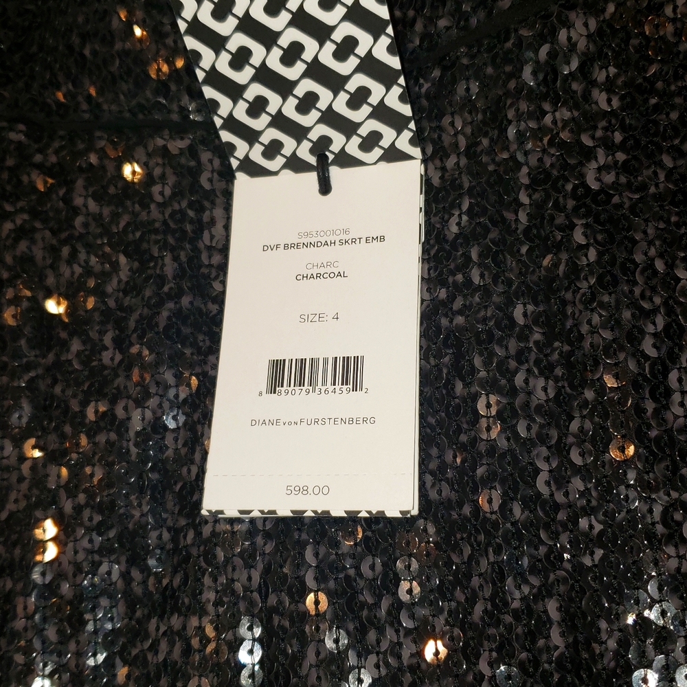 DVF New Sequin Silk Wrap Skirt Black 🎉HP🎉 - Picture 12 of 15